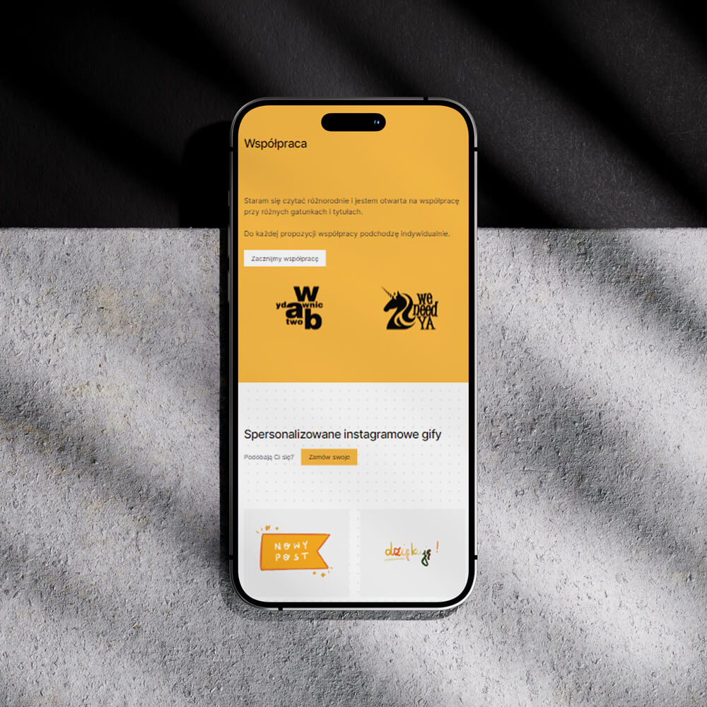 strona www, mobile, responsive, influencer, bookstagram